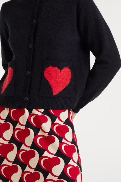Heart Attack Small Print Jacquard Cardigan