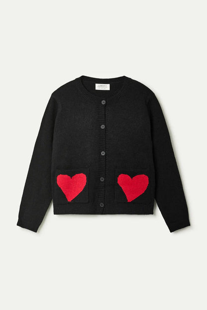 Heart Attack Small Print Jacquard Cardigan