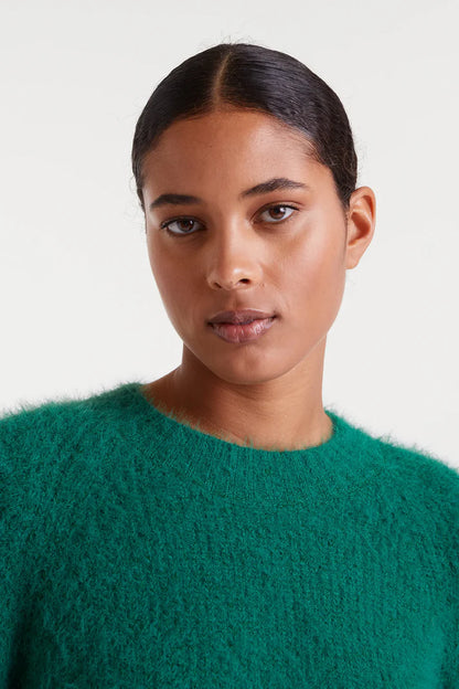 Green textured knit sweater