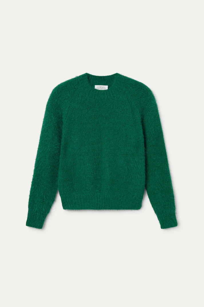 Green textured knit sweater