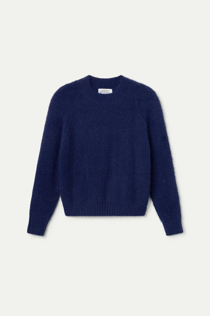 Blue textured knit sweater