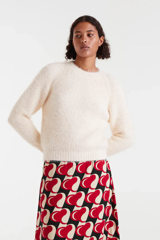 White textured knit sweater