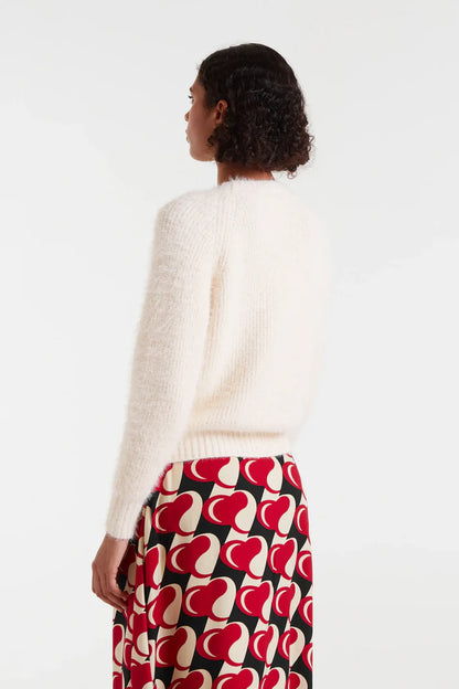 White textured knit sweater