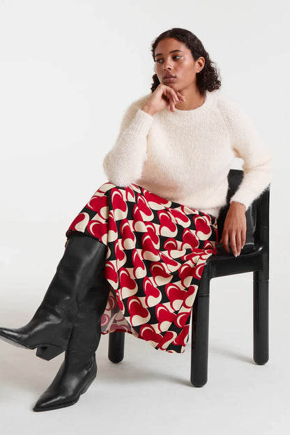 White textured knit sweater