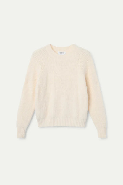 White textured knit sweater