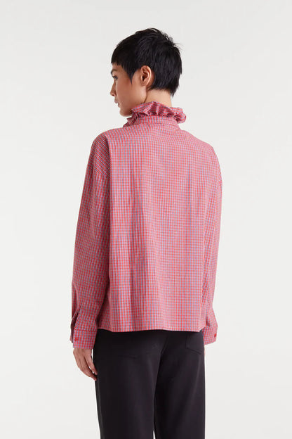 100% cotton shirt with red gingham print