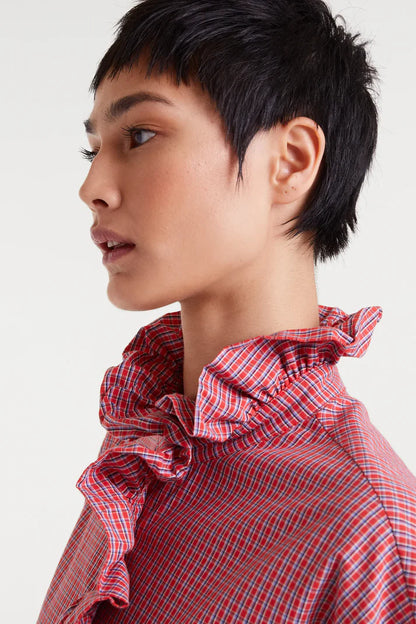 100% cotton shirt with red gingham print