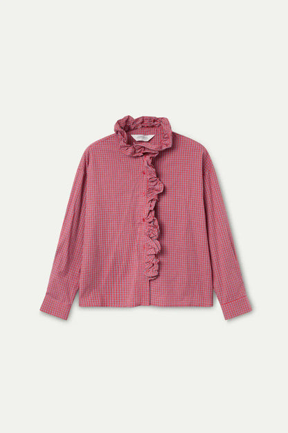 100% cotton shirt with red gingham print