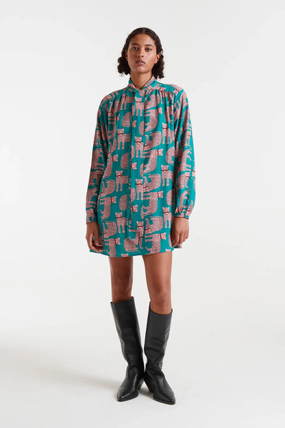 Short dress with Onca print