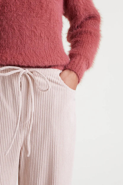 Straight white corduroy pants