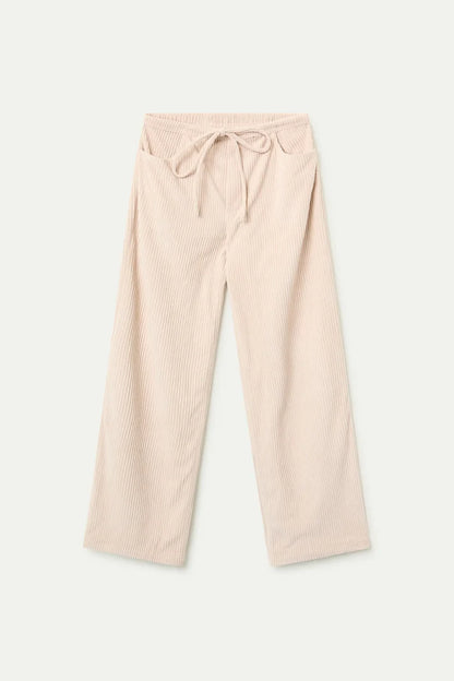 Straight white corduroy pants