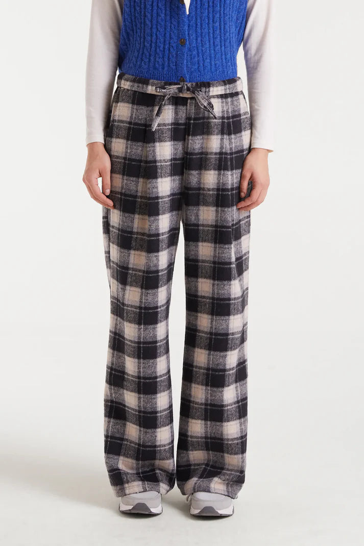 Black Check Print Trousers