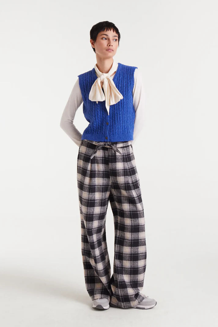 Black Check Print Trousers