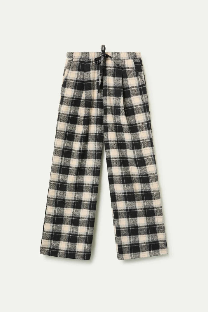Black Check Print Trousers