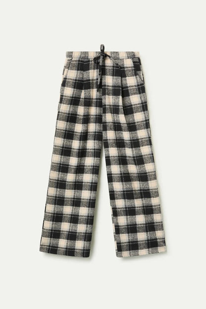 Black Check Print Trousers