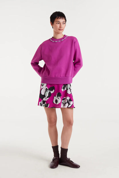 Magenta jewel neck sweatshirt