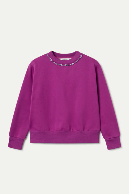 Magenta jewel neck sweatshirt