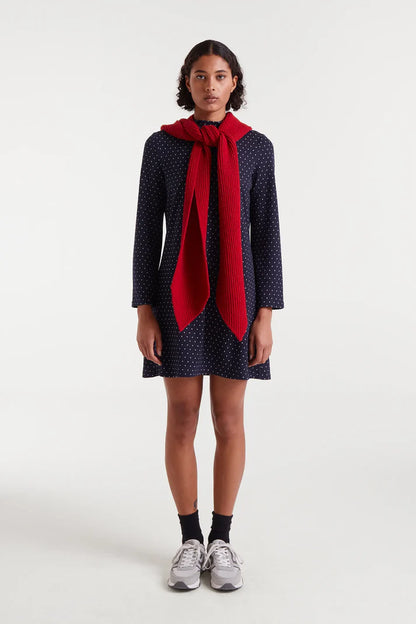 Short jacquard dress with Super Mini Dots print