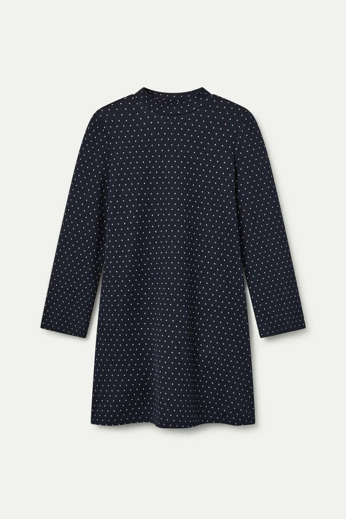 Short jacquard dress with Super Mini Dots print