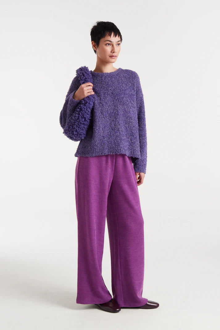 Magenta ribbed knit pants
