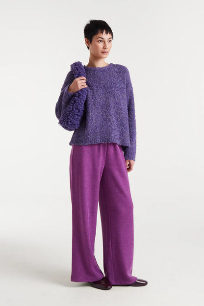 Magenta ribbed knit pants