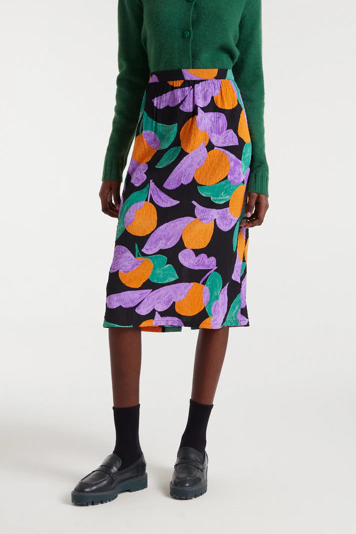 Apricot print midi skirt