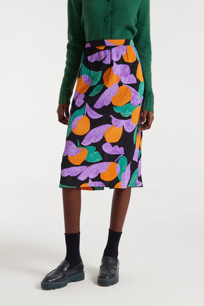 Apricot print midi skirt