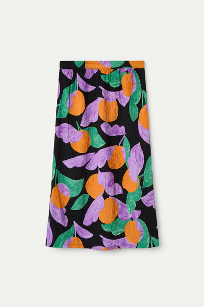 Apricot print midi skirt