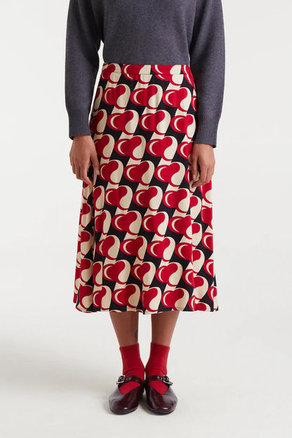 Heart Attack print midi skirt