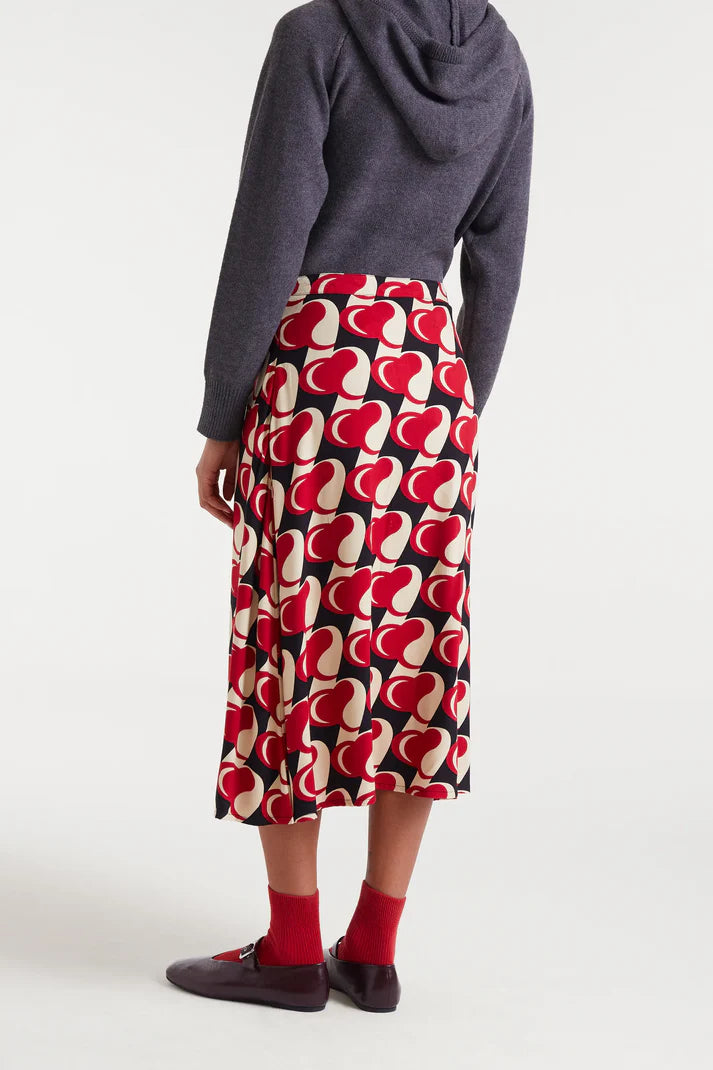 Heart Attack print midi skirt