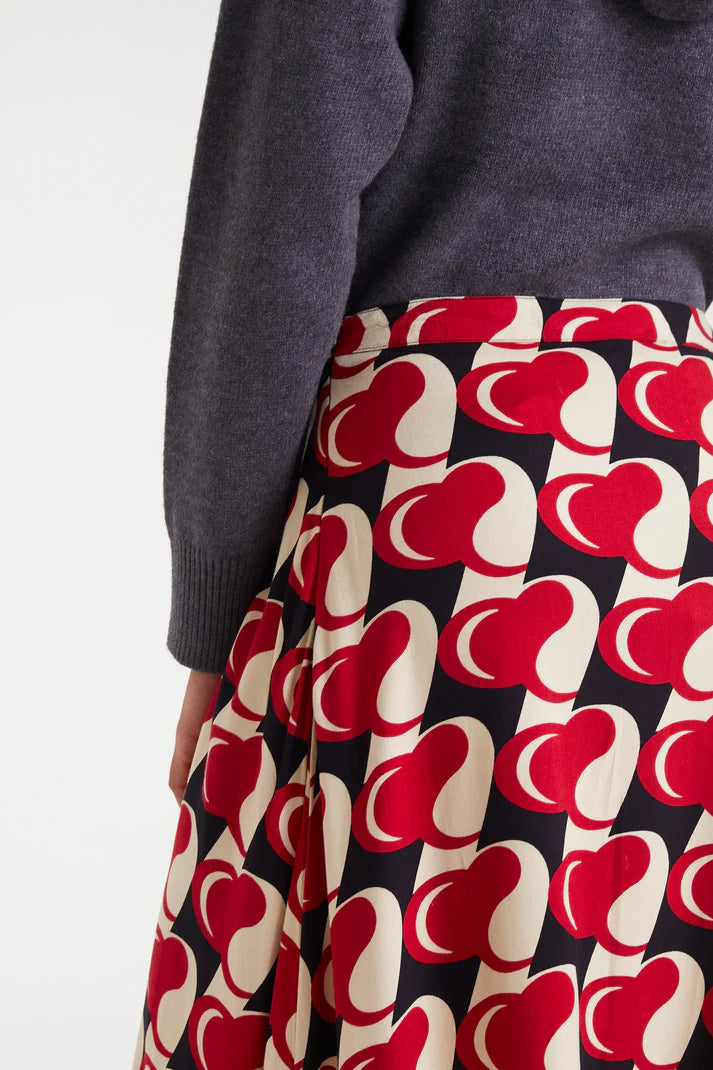 Heart Attack print midi skirt