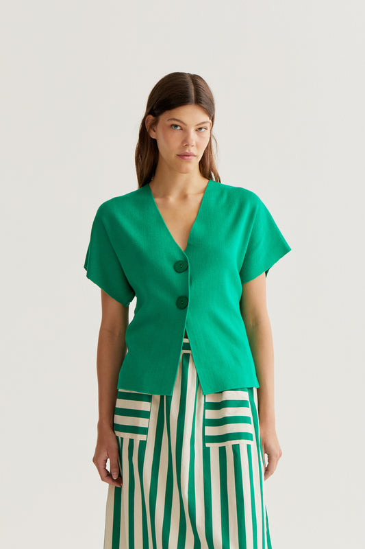 Green polka dot cardigan