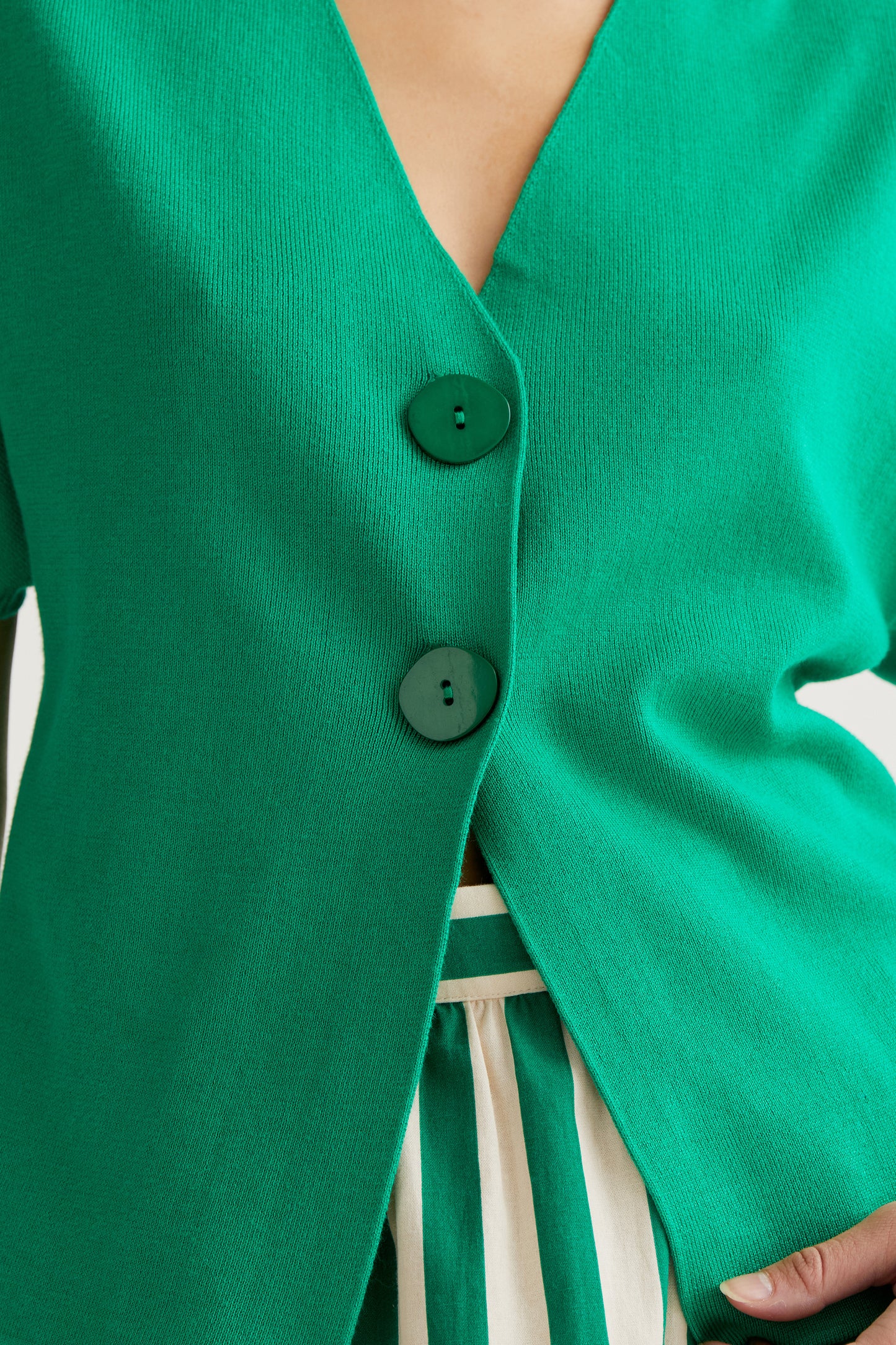 Green polka dot cardigan