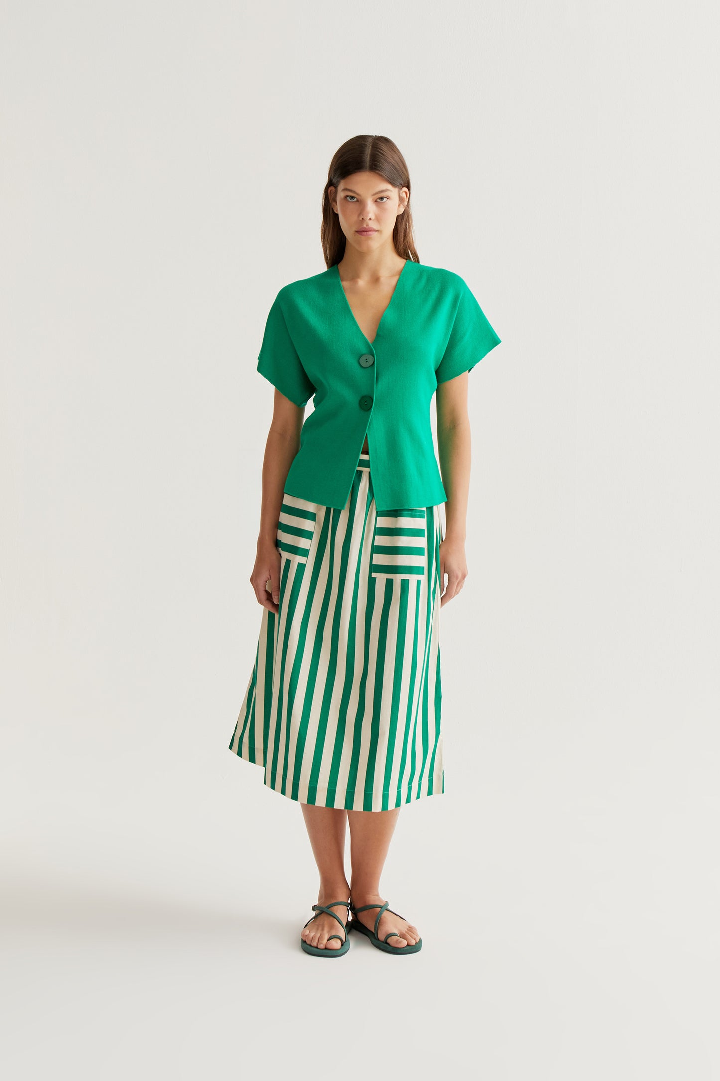 Green polka dot cardigan