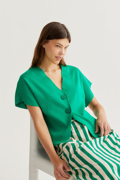 Green polka dot cardigan