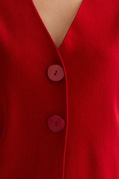 Red dot cardigan
