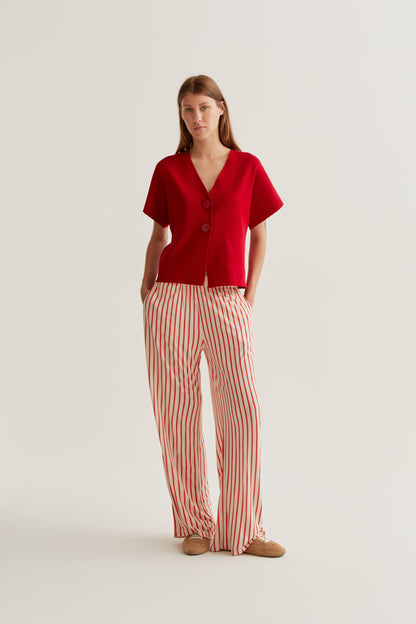 Red dot cardigan