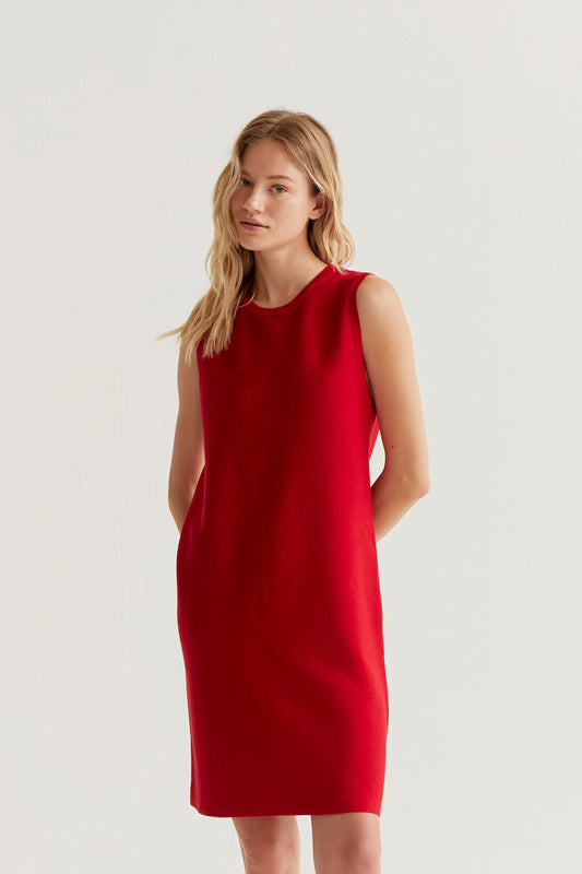 Short red polka dot dress