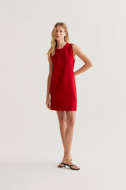 Short red polka dot dress