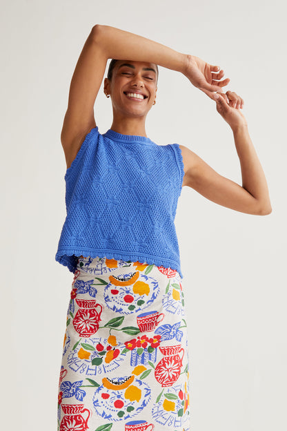 Lush print midi skirt