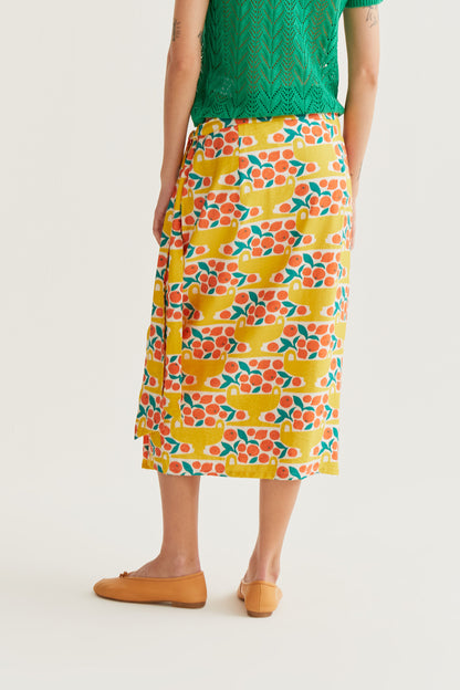 Citrus print midi skirt