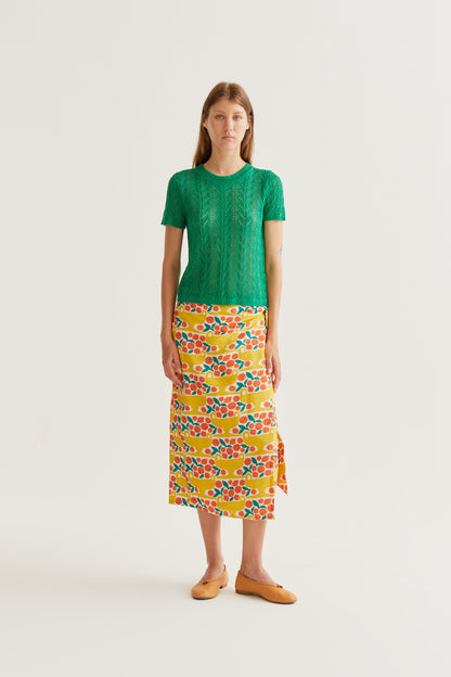 Citrus print midi skirt
