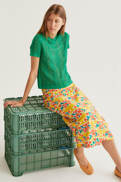 Citrus print midi skirt