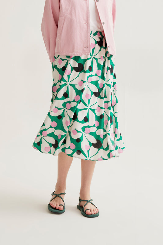 Hosta print midi skirt
