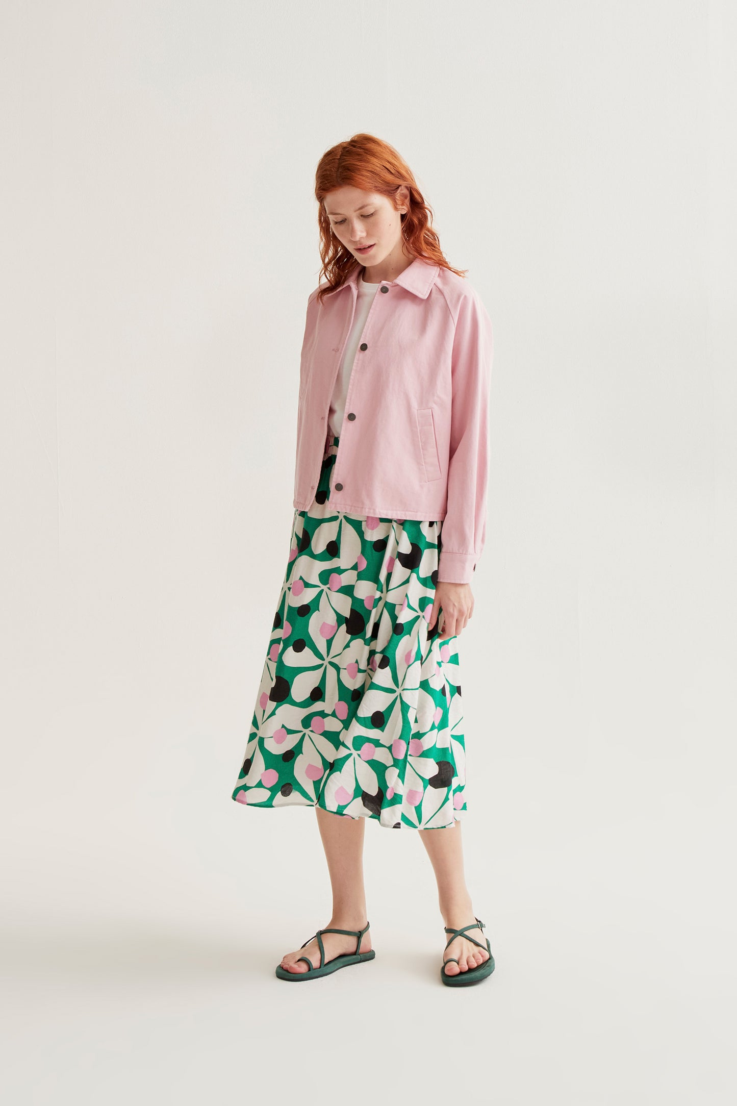 Hosta print midi skirt