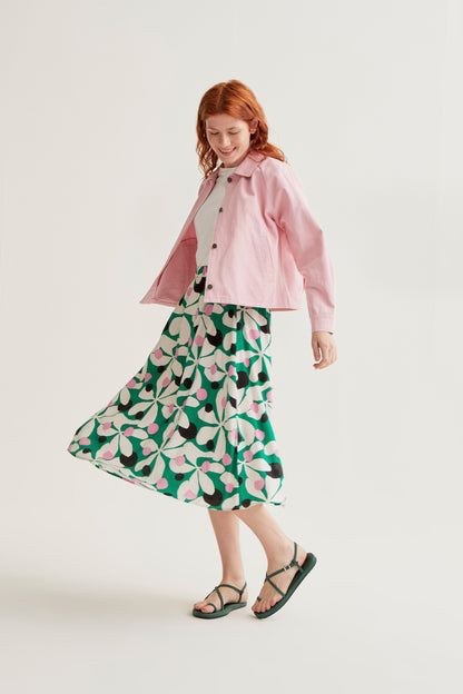 Hosta print midi skirt