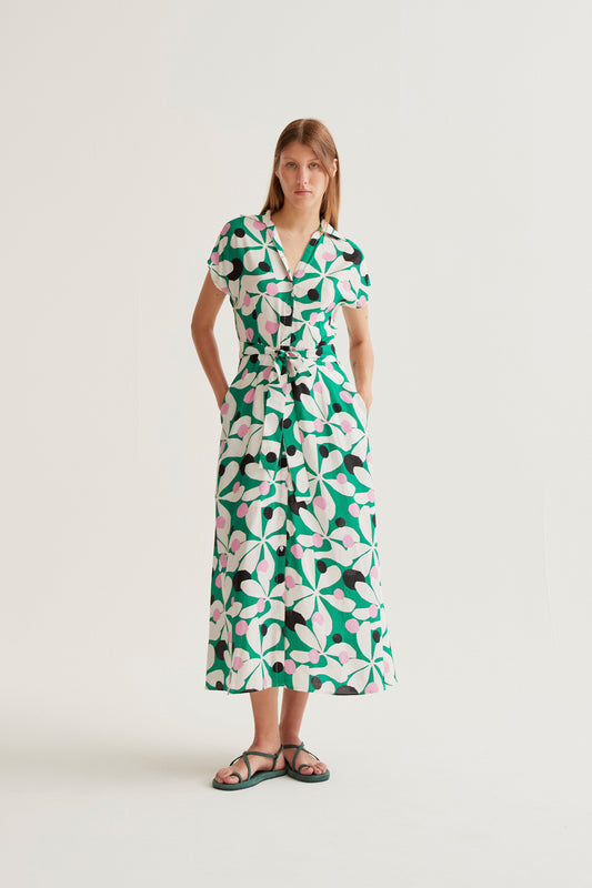 Long dress with Hosta print