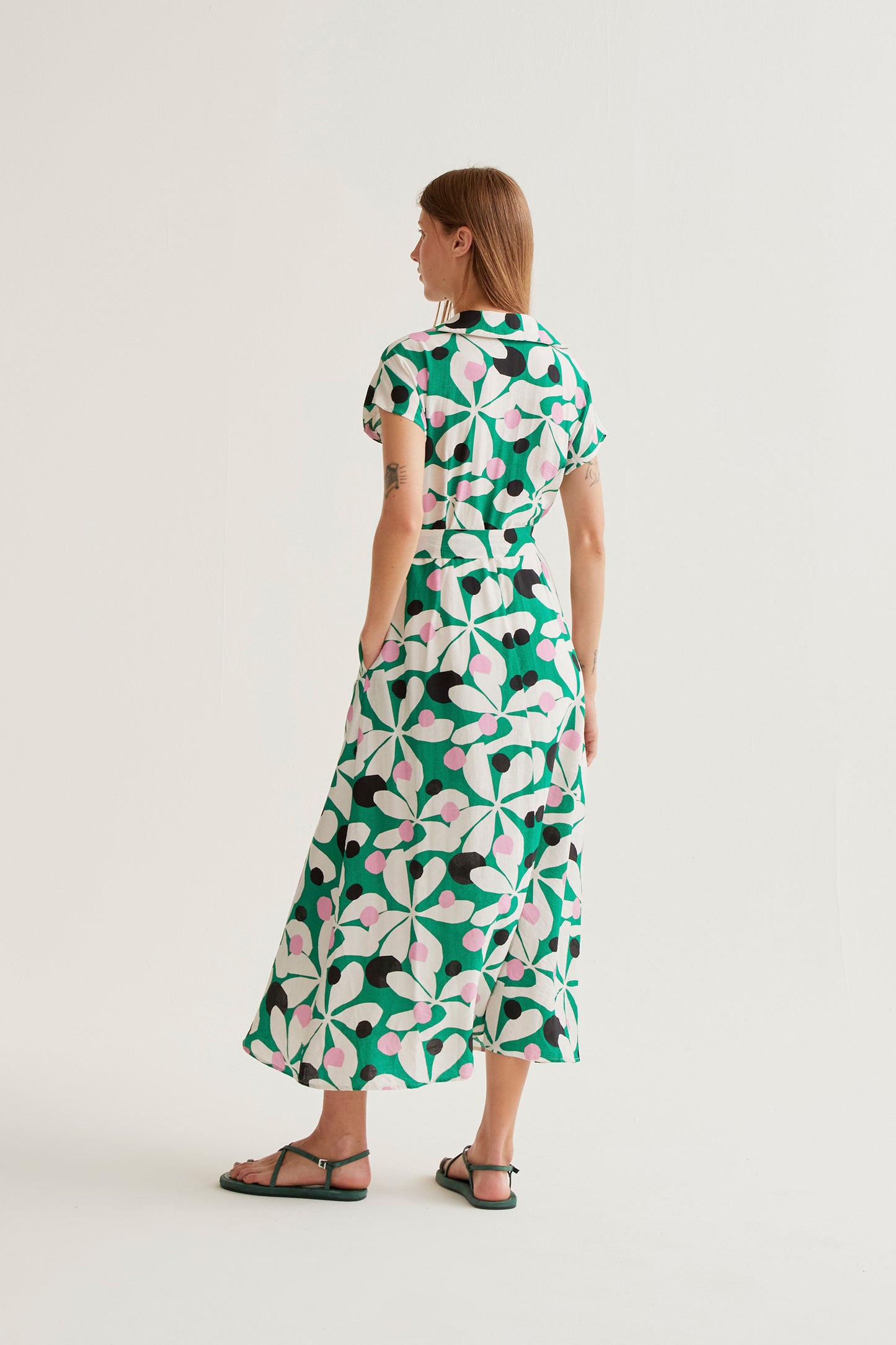 Long dress with Hosta print
