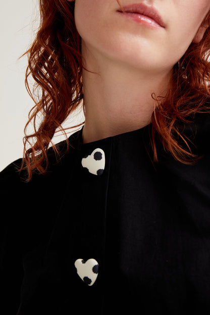 100% cotton top with heart buttons