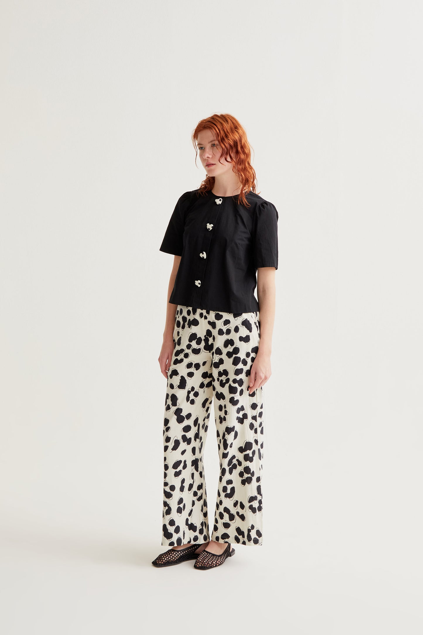 100% cotton top with heart buttons